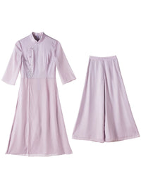 Women's Chinese Style Tang Suit Two-Piece Set Improved Cheongsam Dress Tea Ceremony Outfit