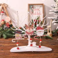 Christmas Santa Snowman Reindeer Wooden Ornaments with Bell