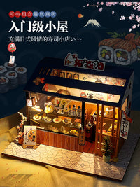 DIY Miniature Dollhouse Kit with LED Light - Hand-Assembled Building Model for Girls