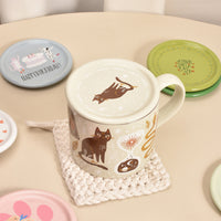 2024 New Ceramic Mug Lid with Cute Design, Universal Dustproof Round Cup Cover for Home Use