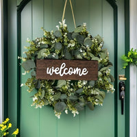 Welcome Eucalyptus Wreath Artificial Christmas Thanksgiving Decor