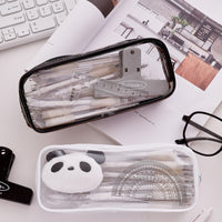 Japanese Style Transparent Pencil Pouch Large Capacity PVC Cosmetic Bag