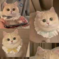 Pet Cat Dog Cotton Lace Bow Scarf Collar Bib for Small Pets