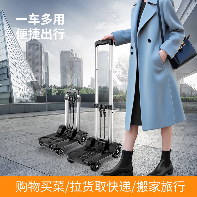 Foldable Portable Shopping Cart with Wheels, Heavy-Duty Hand Truck for Groceries, Luggage, and Deliveries