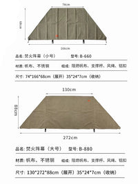 Koman Outdoor Barbecue Grill Windscreen, Large Folding, High Temperature Resistant, Flame Retardant, Windproof, Portable Screen