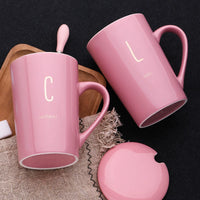 Creative Ceramic Mug with Lid and Spoon for Coffee, Milk, and Tea