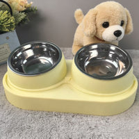 Raised Double Pet Bowls with Non-Slip Base for Food and Water