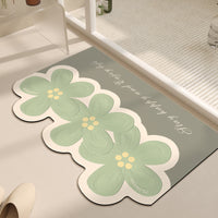 Diatomaceous Earth Bath Mat, Non-Slip Absorbent Floral Design for Bathroom and Toilet