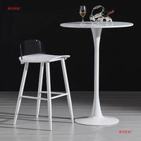 Modern Minimalist Balcony High Table Round Bar Table for Cafe Milk Tea Shop Restaurant