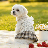 Floral Dog Dress, Lightweight Breathable Pet Dress with Bow, Sun Protection Clothing for Small Dogs