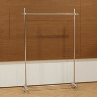 Adjustable Rolling Garment Rack Brushed Stainless Steel Clothes Display Stand for Retail and Home Use