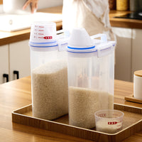Japanese Style Kitchen Airtight Rice Dispenser with Measuring Cup, Moisture-proof and Insect-proof for Grains Pet Food Storage
