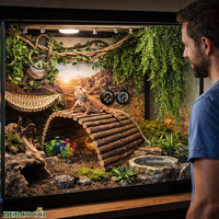 Reptile Hammock with Artificial Leaves and Vines for Terrarium Decor