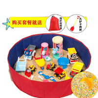 Cassia Seed Sandbox Play Set for Kids, Indoor Foldable Sand Pit with Toys