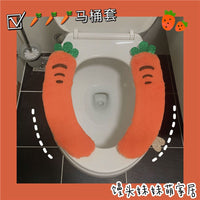 Cute Cartoon Fruit Toilet Seat Cover, Plush Warm Toilet Ring Cushion with Velcro for Winter