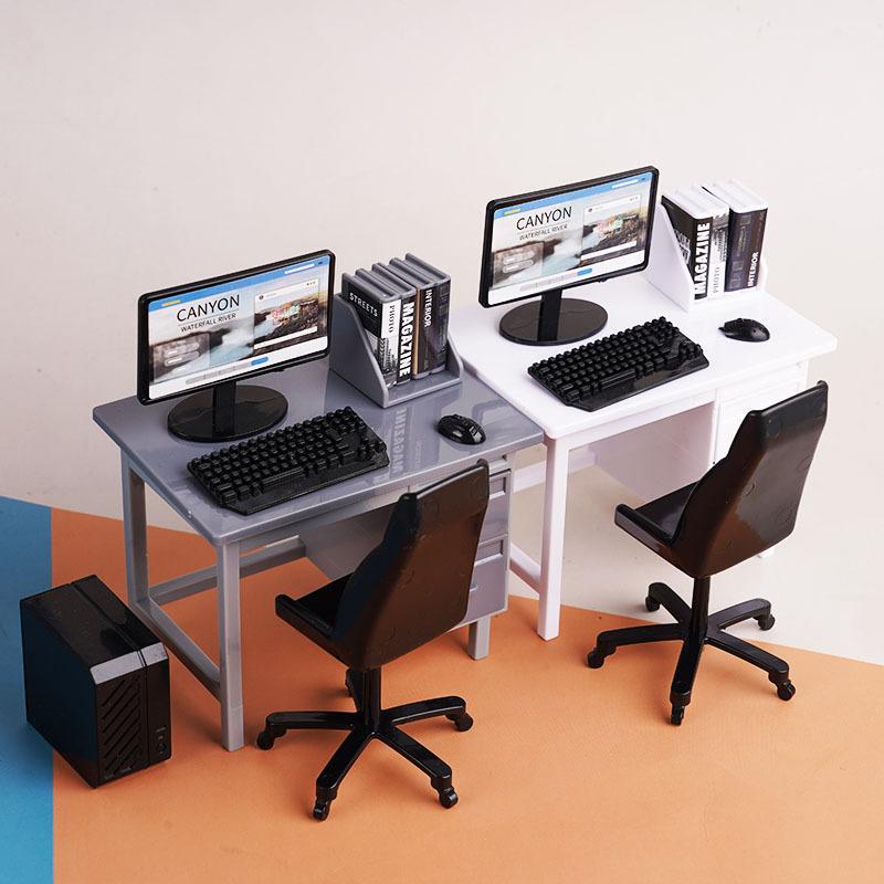 Dollhouse Miniature Office Desk & Computer Set Toy