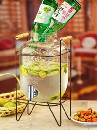 Cold Water Glass Beverage Dispenser with Faucet for Home Use, Large Capacity Juice Container for Refrigerator