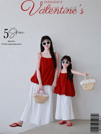 Mommy and Me Floral Camisole Top and Lantern Skirt/Culottes Set for Summer Vacation