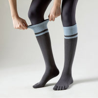 Color Block Striped Toe Yoga Socks Non-Slip Pilates Dance Home Fitness Grip Socks