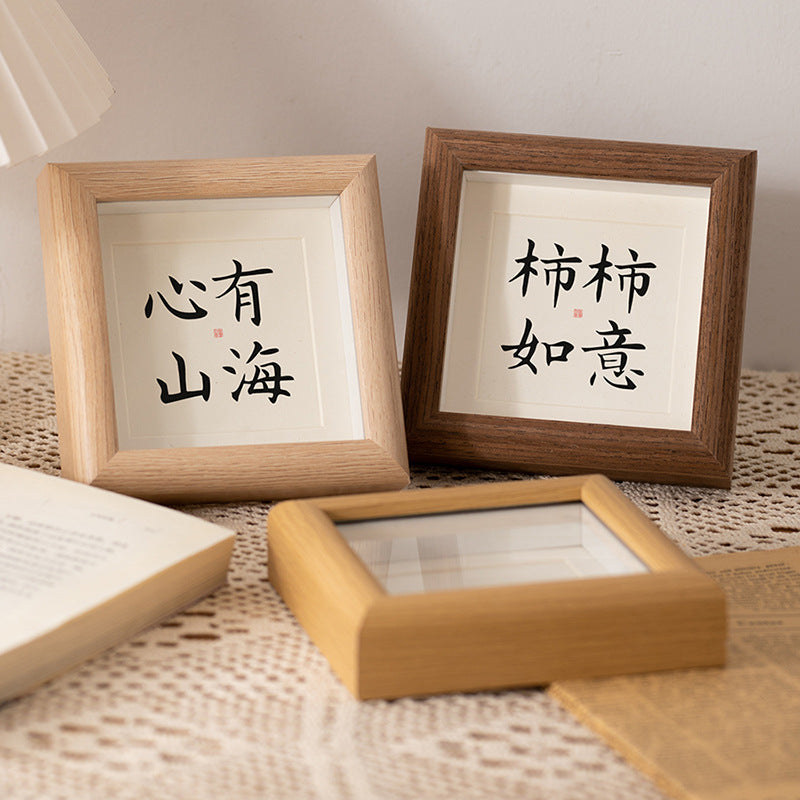 Hollow Blessing Photo Frame Square Wooden Picture Frame for DIY Art Display