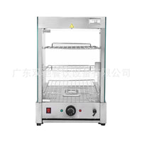 Commercial Stainless Steel Food Warmer Display Cabinet with Curved Glass for Fried Foods