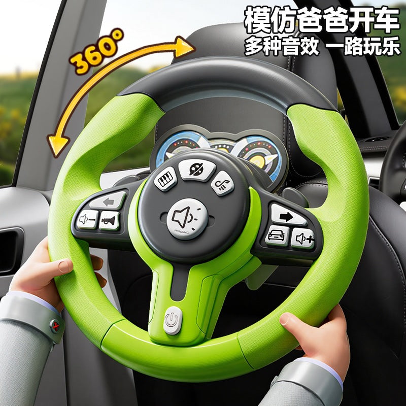 Kids' Interactive Steering Wheel Toy for Car Backseat, Multifunctional Learning Machine with Music and Lights