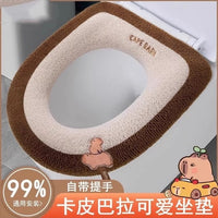 2025 New Thickened Toilet Seat Cover with Handle, Plush Warm Toilet Seat Cushion for Autumn and Winter