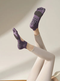 Non-Slip Toeless Yoga Pilates Socks for Women with Leather Sole