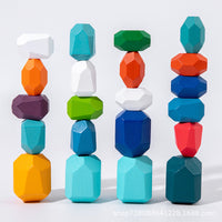 Wooden Rainbow Stacking Stones Educational Toy for Kids