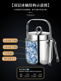Stainless Steel Double-Layer Insulated Ice Bucket with Hammered Finish for Bar KTV Champagne Wine Beer