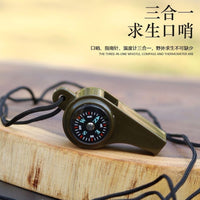 3-in-1 Survival Whistle with Compass and Thermometer for Outdoor Emergency