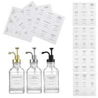 Clear Glass Pump Dispenser Bottles for Soap, Lotion, and Dishwashing Liquid - Bathroom & Kitchen Set