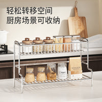 Stainless Steel Bathroom Countertop Storage Rack for Toiletries and Cosmetics, Double-Layer Drainer Shelf
