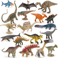 Miniature Jurassic Dinosaur Figures Set - Realistic Feathered Tail Dragon, Stegosaurus, Brontosaurus, Pterodactyl Models for Kids