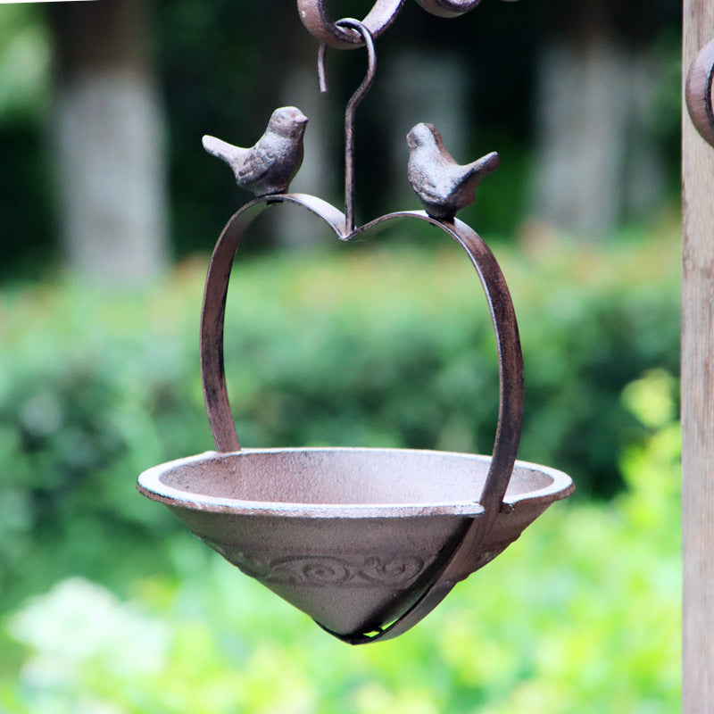 American Retro Cast Iron Hanging Bird Feeder Garden Ornament