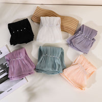 Pearl Embellished Sun Protection Arm Sleeves for Women, Thin Ice Silk, Fingerless, Outdoor Driving