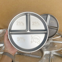 Food Grade Stainless Steel Divided Lunch Plate for Adults and Students, 3-Compartment Meal Prep Tray