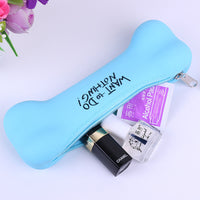 Cute Cartoon Silicone Pencil Case Bone Shape Jelly Color Stationery Bag Coin Purse for Kids Students