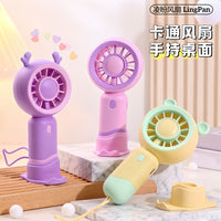 Portable Macaron Mini Fan with Phone Holder and Lanyard, USB Rechargeable for Students and Dorms