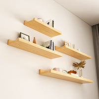 Nordic Style Solid Wood Wall Shelf for Living Room, Nail-Free Installation
