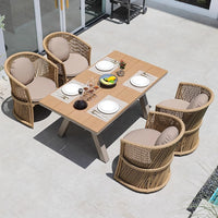 Outdoor Patio Dining Set Aluminum Alloy Rattan Woven Waterproof Sunscreen Garden Furniture