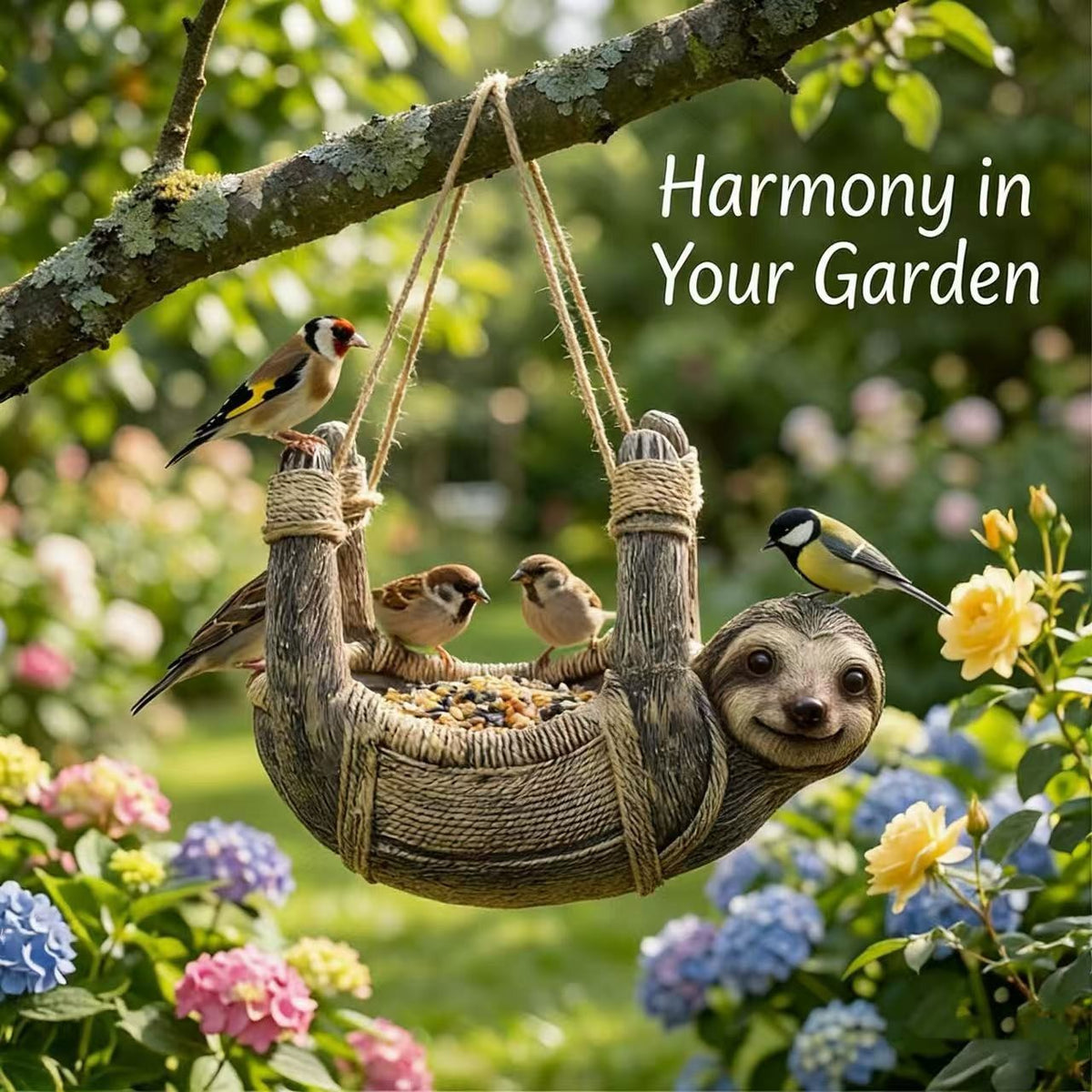 Sloth Hanging Bird Feeder for Outdoor Patio Decor