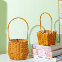 Handwoven Rattan-Style Storage Basket for Home Decor and Gardening
