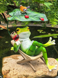 Creative Reclining Frog Garden Decor Figurine for Patio Balcony Home Decoration