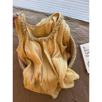 Korean Style Cloud Cotton Pajama Set with Padded Camisole for Women