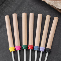 Outdoor Telescopic BBQ Fork Stainless Steel U-shaped Roasting Tool Wooden Handle Barbecue Skewer Set