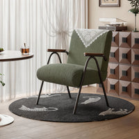 Retro Velvet Armchair with Black Legs for Living Room Bedroom