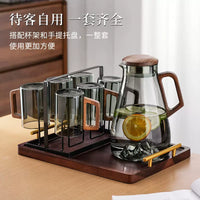 Hoinvaet Glass Teacup Set with Handle and Holder for Home and Guests