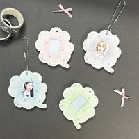 Acrylic Four-Leaf Clover Photo Frame Keychain Card Holder for Student ID Cards