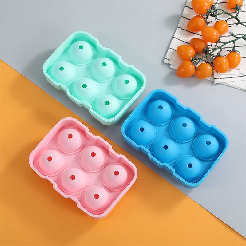 Large Silicone 6-Sphere Ice Ball Maker Mold with Funnel for Home Bar KTV